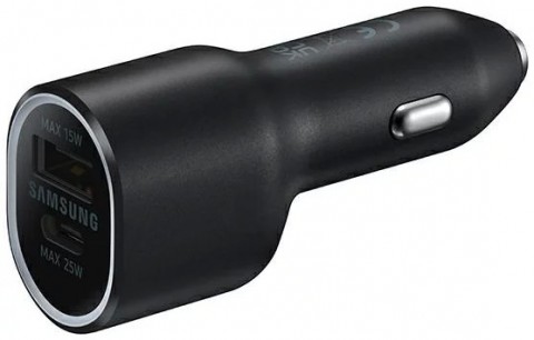 Automobilinis įkroviklis 12-24V USB 15W + USB C 25W Samsung EP-L4020NBEGEU juodas (black) originalas 